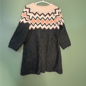Cat & Jack Girls Sweater Dress 2T Gray Pink White Chevron Knit Long Sleeve